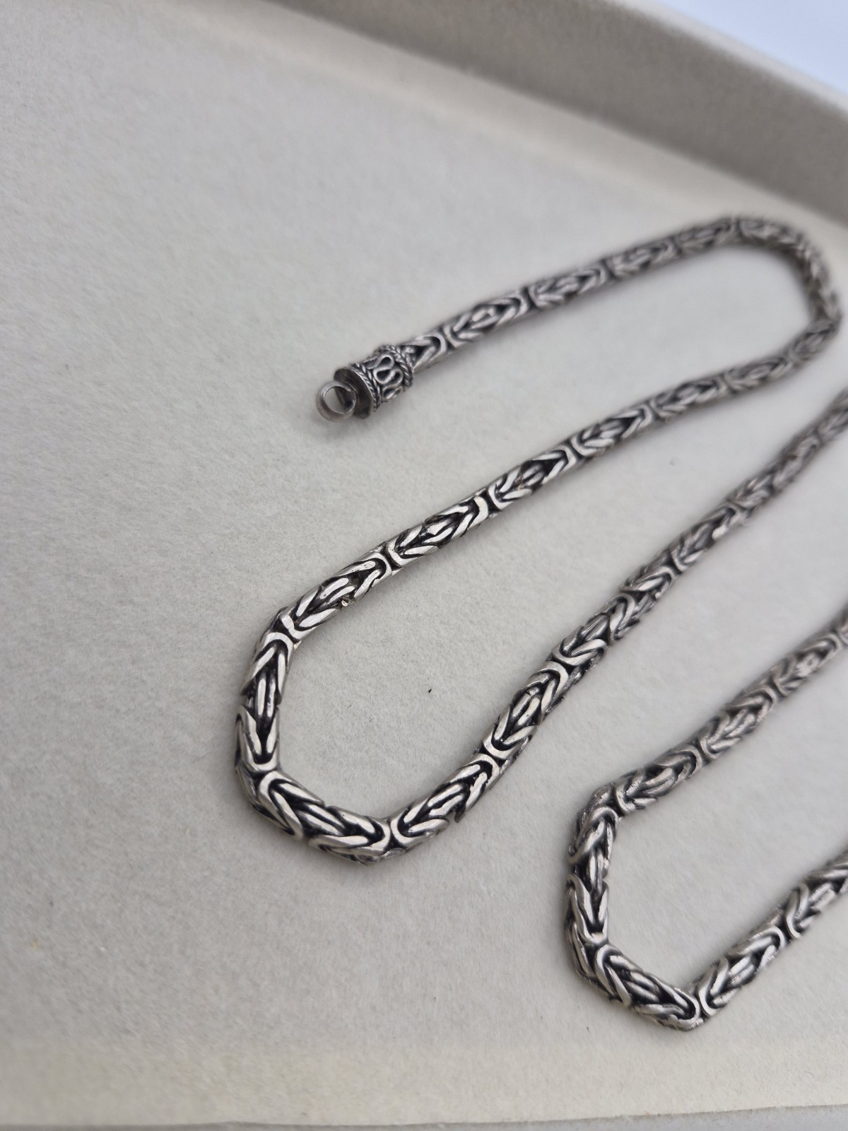 Sterling Silver 925 Bali Byzantine Link Chain Necklace S Hook 20″ 3mm 26.6g