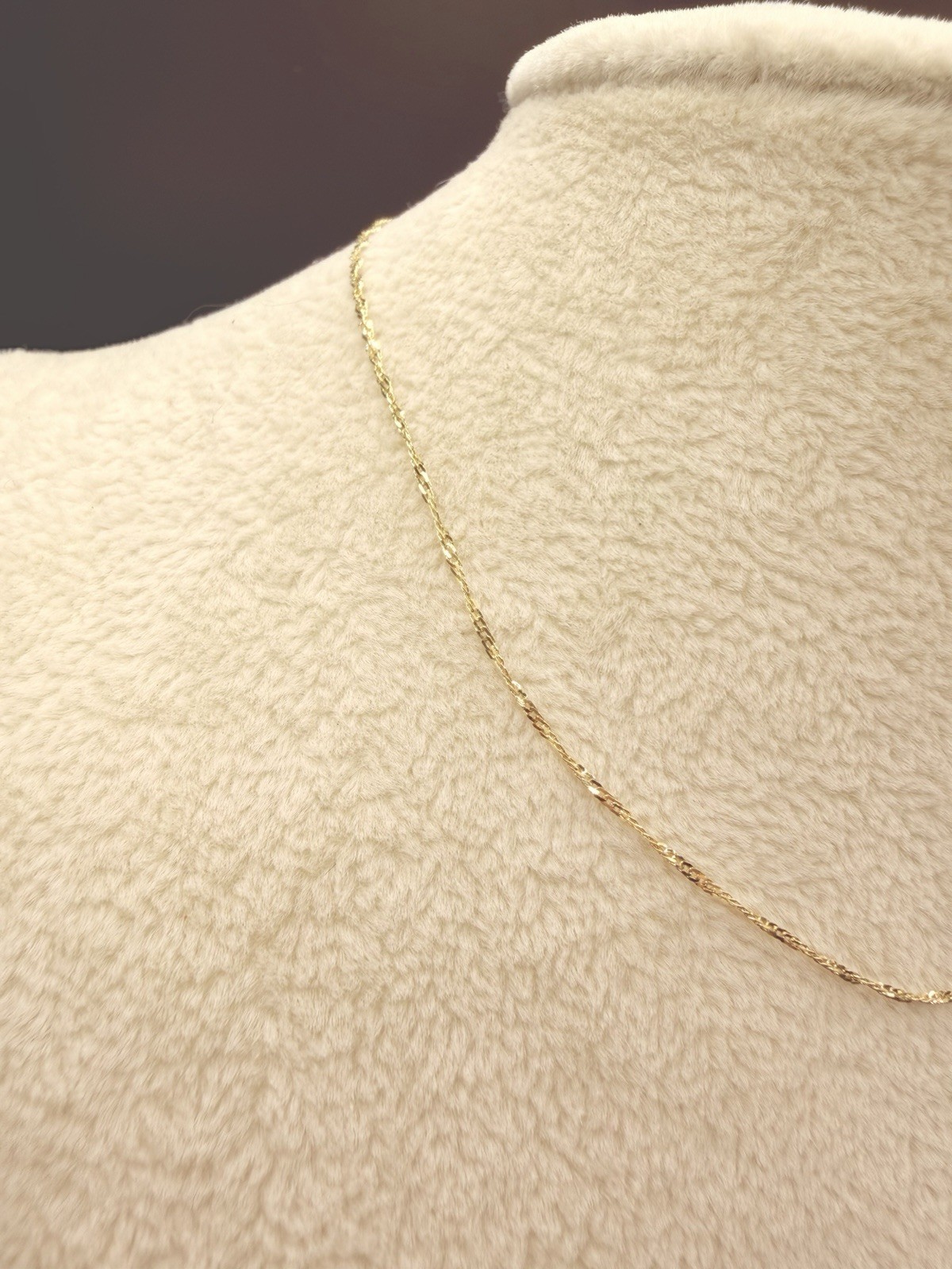 14K Gold Anklet Diamond Cut Twist Chain 10.5–11” Minimalist Dainty Anklet