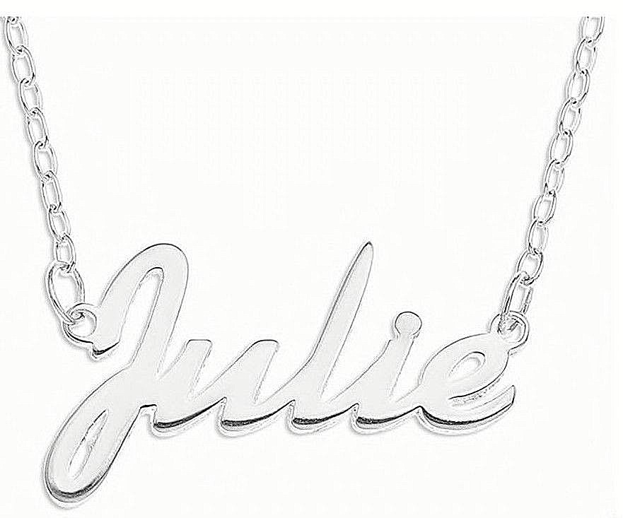 Julie Name Plate Necklace Pendent Sterling Silver female Personalized Custom