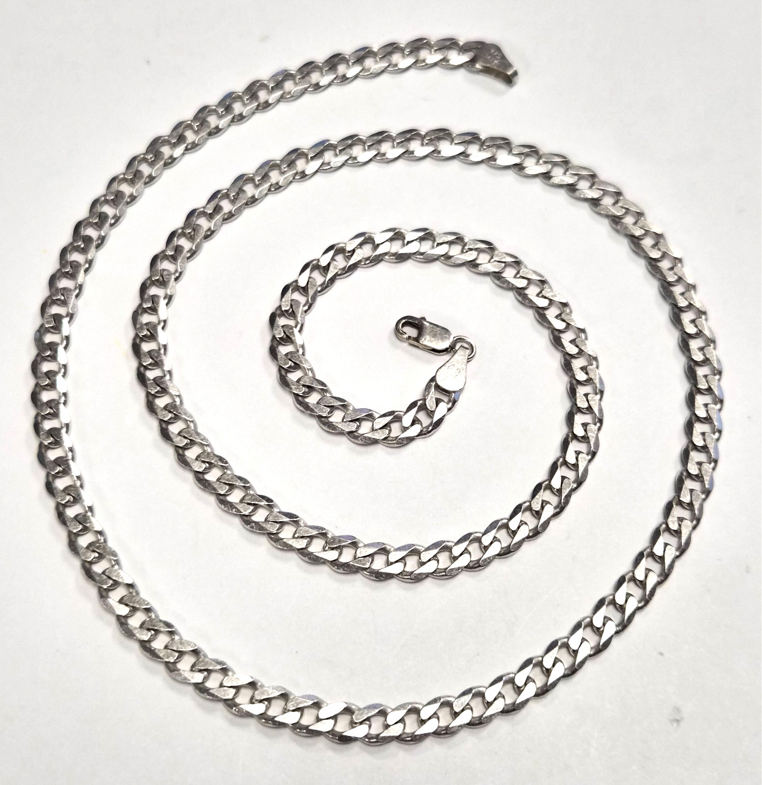 Estate Signed Italy 925 Sterling Silver Curb Cuban Link 23.5″ Chain Necklace