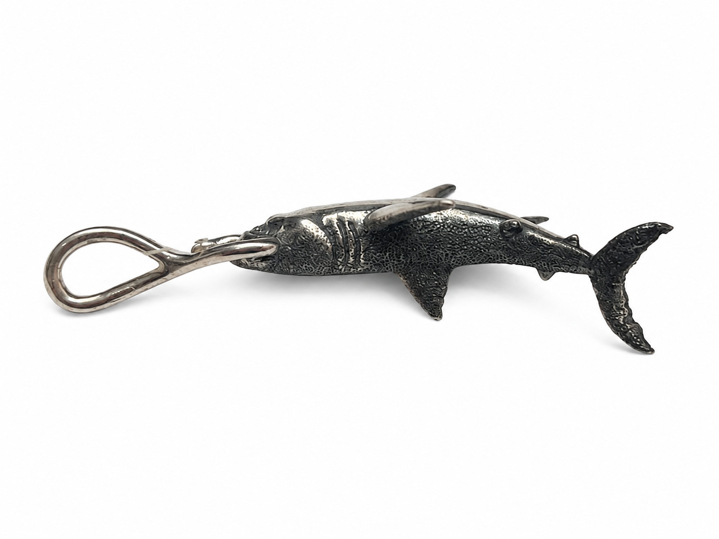 925 Sterling Silver Shark Fish Hook Pendant 2″ 9g Ocean Nautical Necklace New