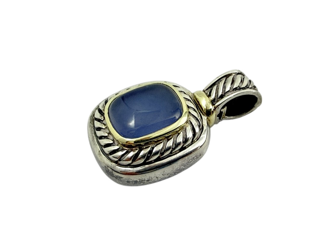 David Yurman 14K Gold .925 Sterling Silver Noblesse Chalcedony Albion Pendant
