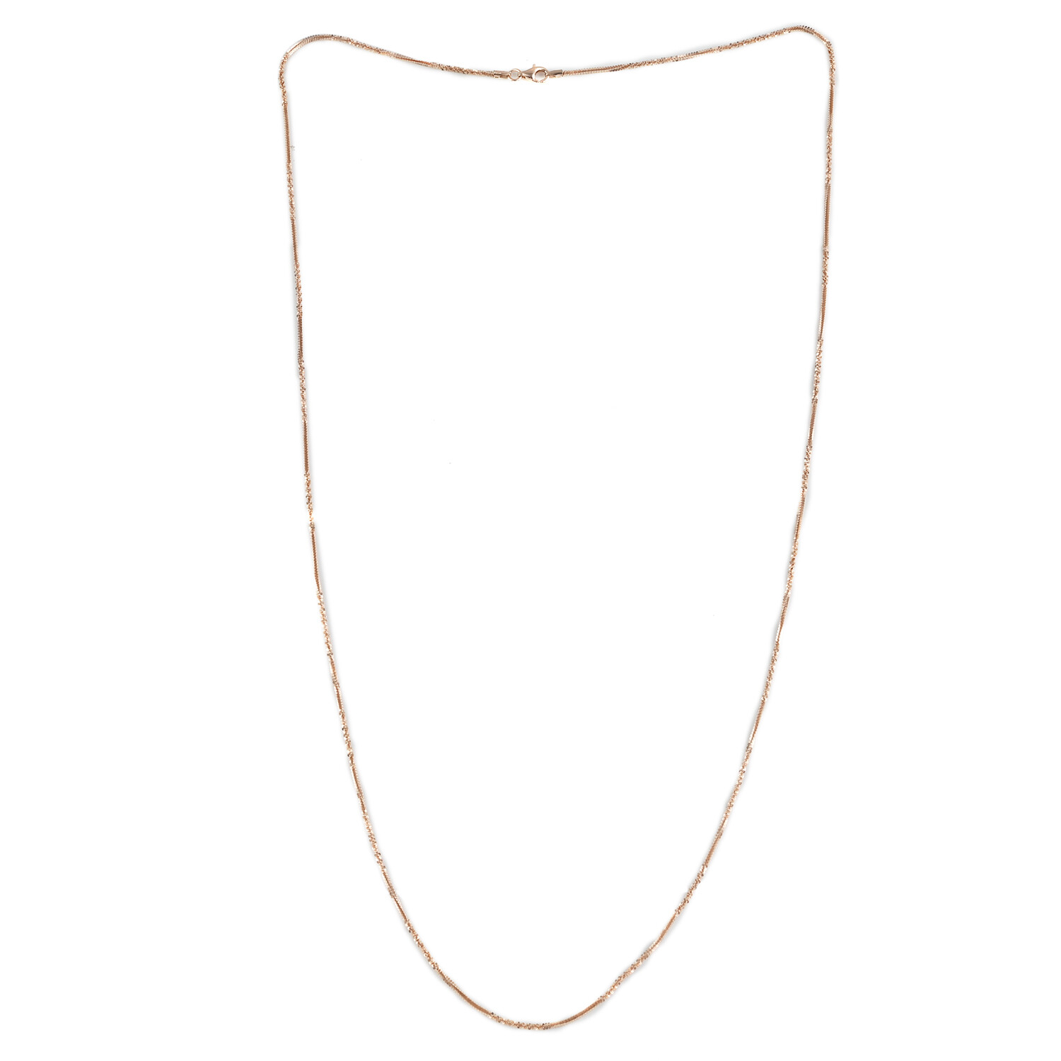 Italian Sparkle Necklace 24″ or 36″ in 14K RG Plated Sterling Silver 5 Grams