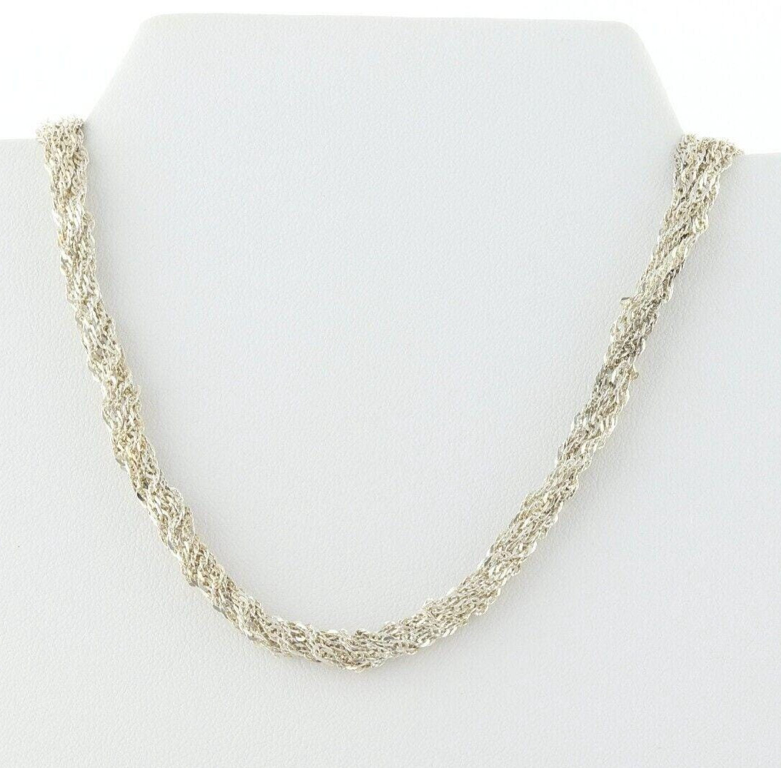 Sterling Silver Multi 7 Strand Twist Chain Necklace 18 inch chain 14 mm wide