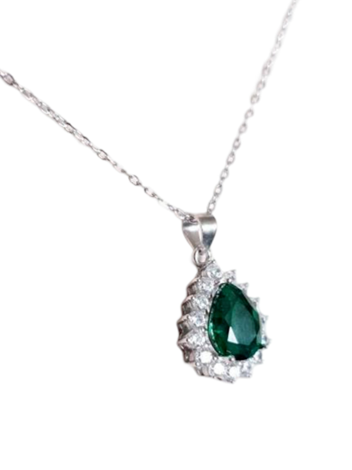 925 Sterling Silver Green Emerald With CZ Accent Women Handmade Ring