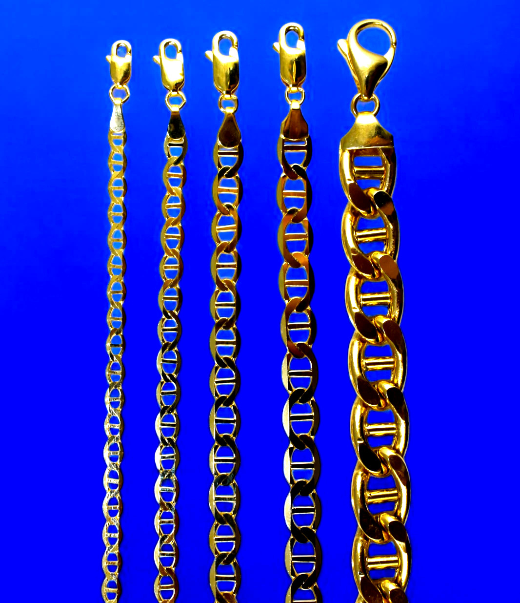 10K Yellow Gold SOLID Anchor Mariner Necklace Chain Link 3mm-10mm 16″-30″