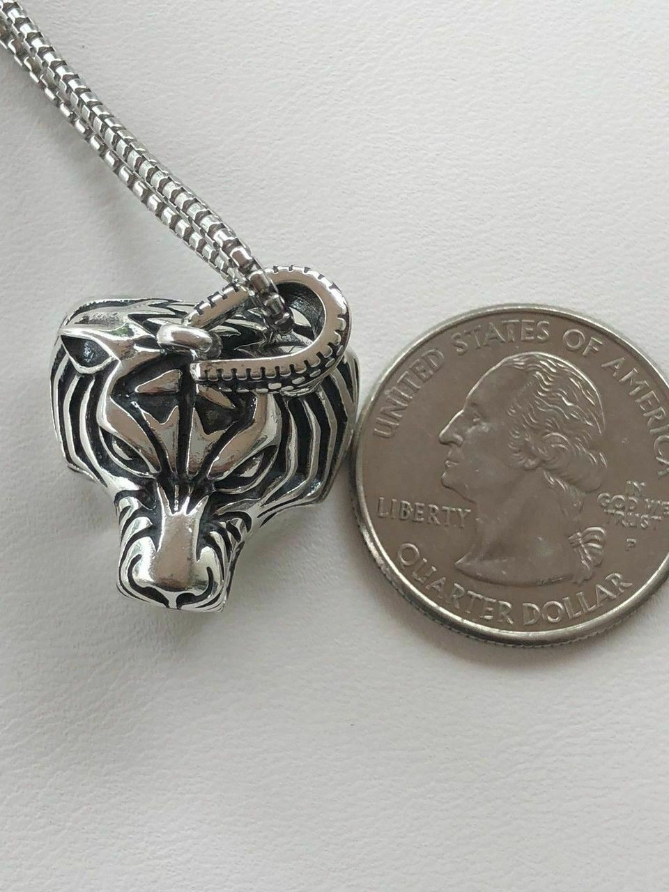 Solid 925 Sterling Silver 3D Tiger Cheetah Women’s Men’s Pendant