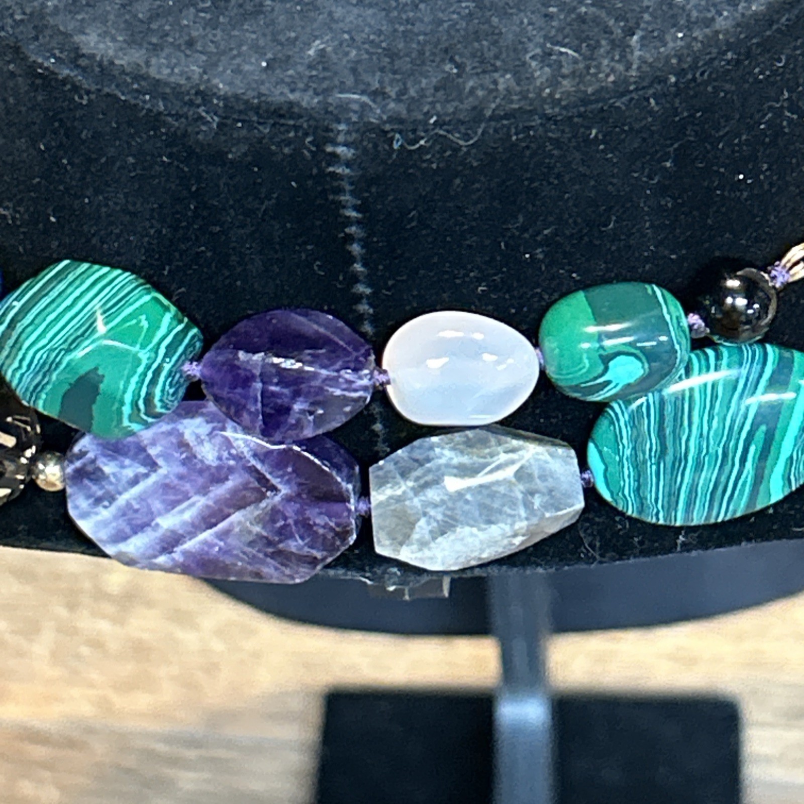 Large Multi Gemstone Necklace-14k Clasp-36in Long