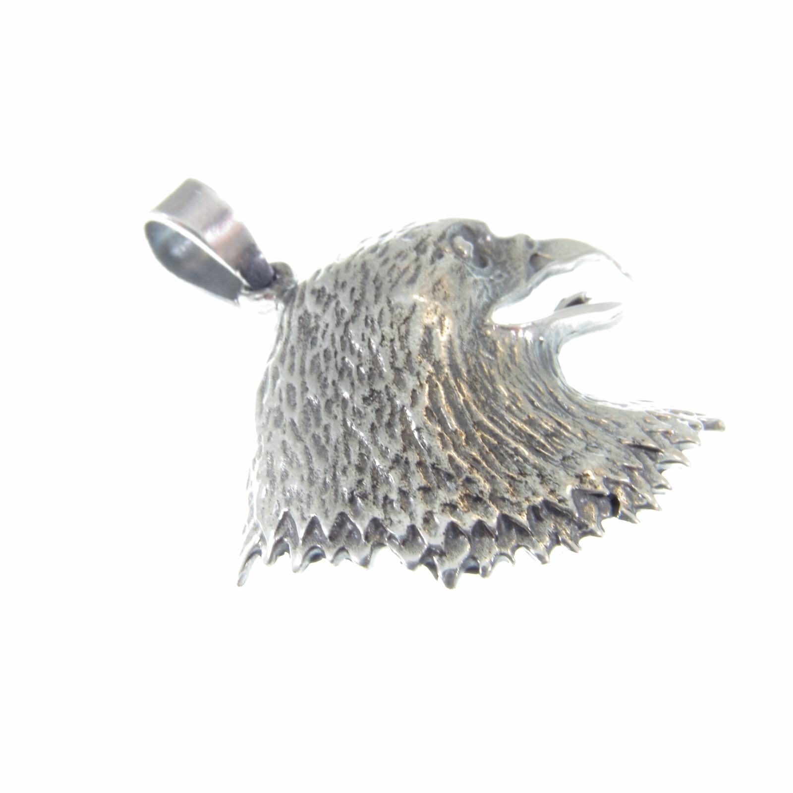 Solid 925 Sterling Silver Heraldic Eagle Head Pendant Patriotic Eagle Face Charm