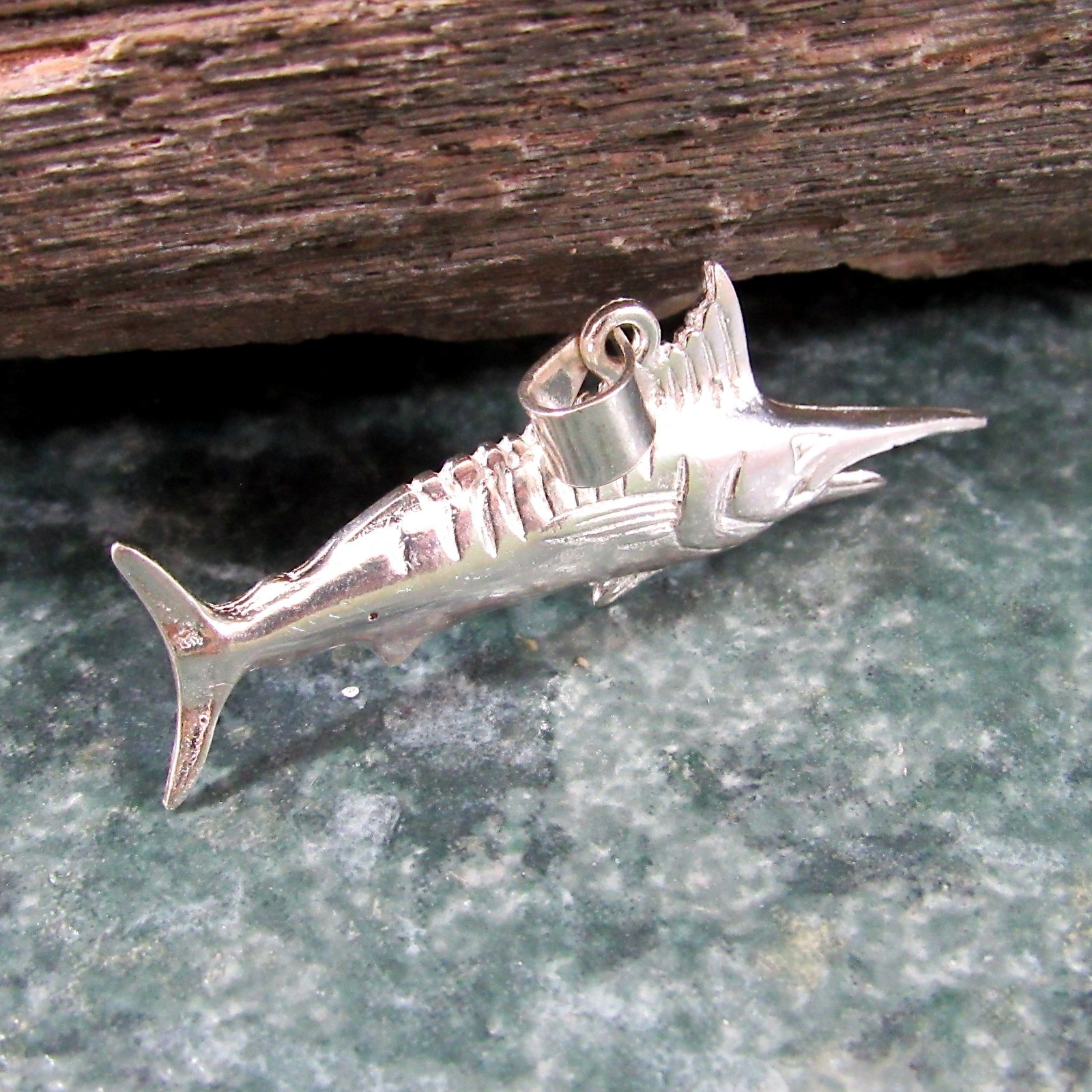 Solid 925 Sterling Silver Swordfish Marlin Pendant Men’s Nautical Jewelry Gift