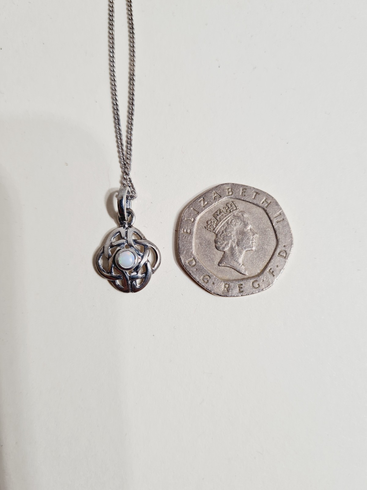 Past Times Celtic Opal Birthstone Pendant & Sterling Silver 40 cm Chain
