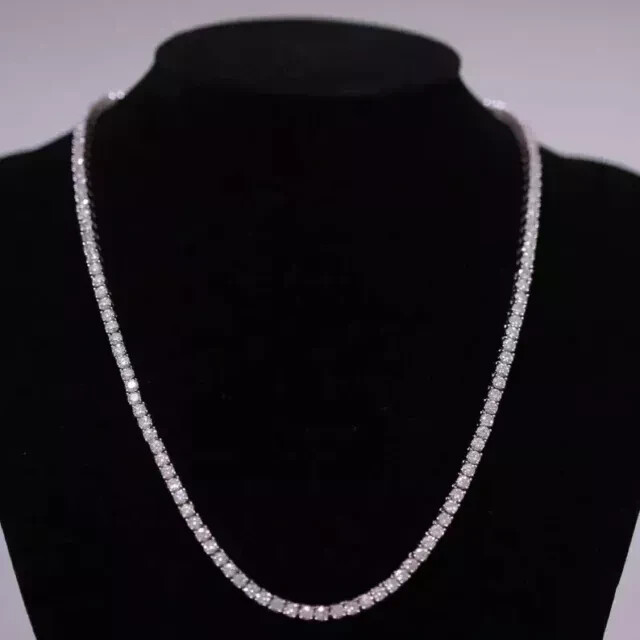 15CT Round Cut Lab Created Diamond Women’s Tennis Necklace 14k WhGold Plated 18″