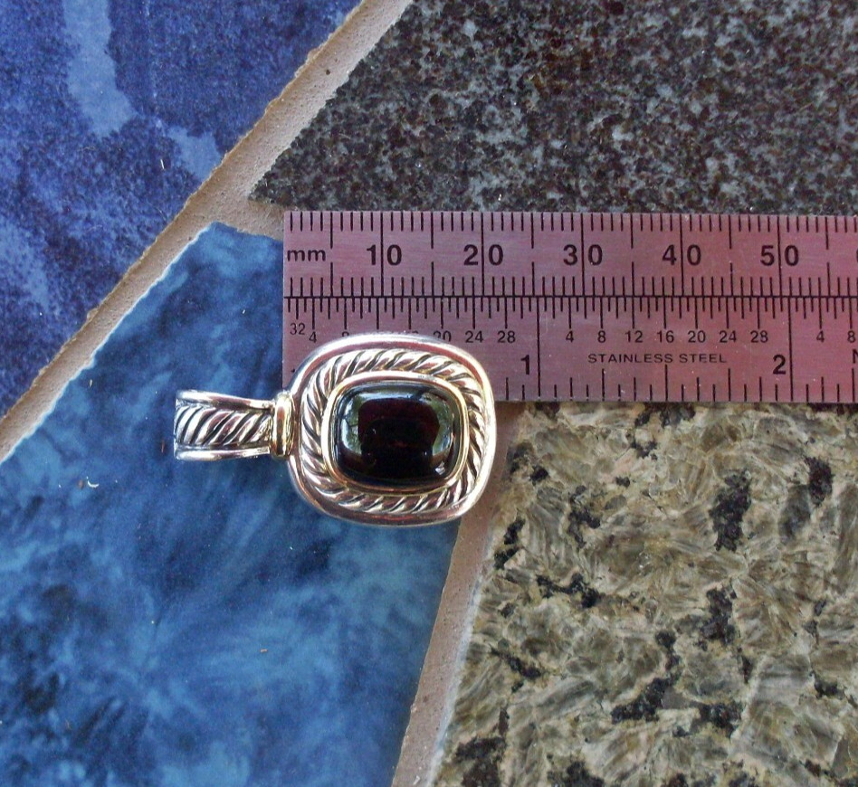 Retired David Yurman Albion Black Onyx Enhancer Pendant w/Chain – 14K/925