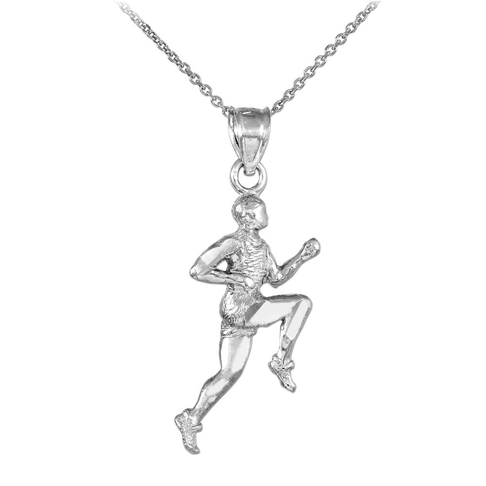 Solid Gold Runner Pendant Necklace (Available In Yellow/White Gold)