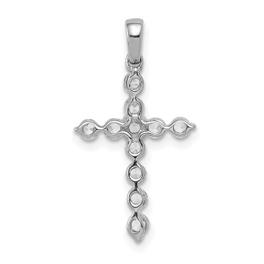 14k White Gold 1/2 Ct Round Cut Lab Grown Diamond VS/SI+ G+ Cross Charm Pendant