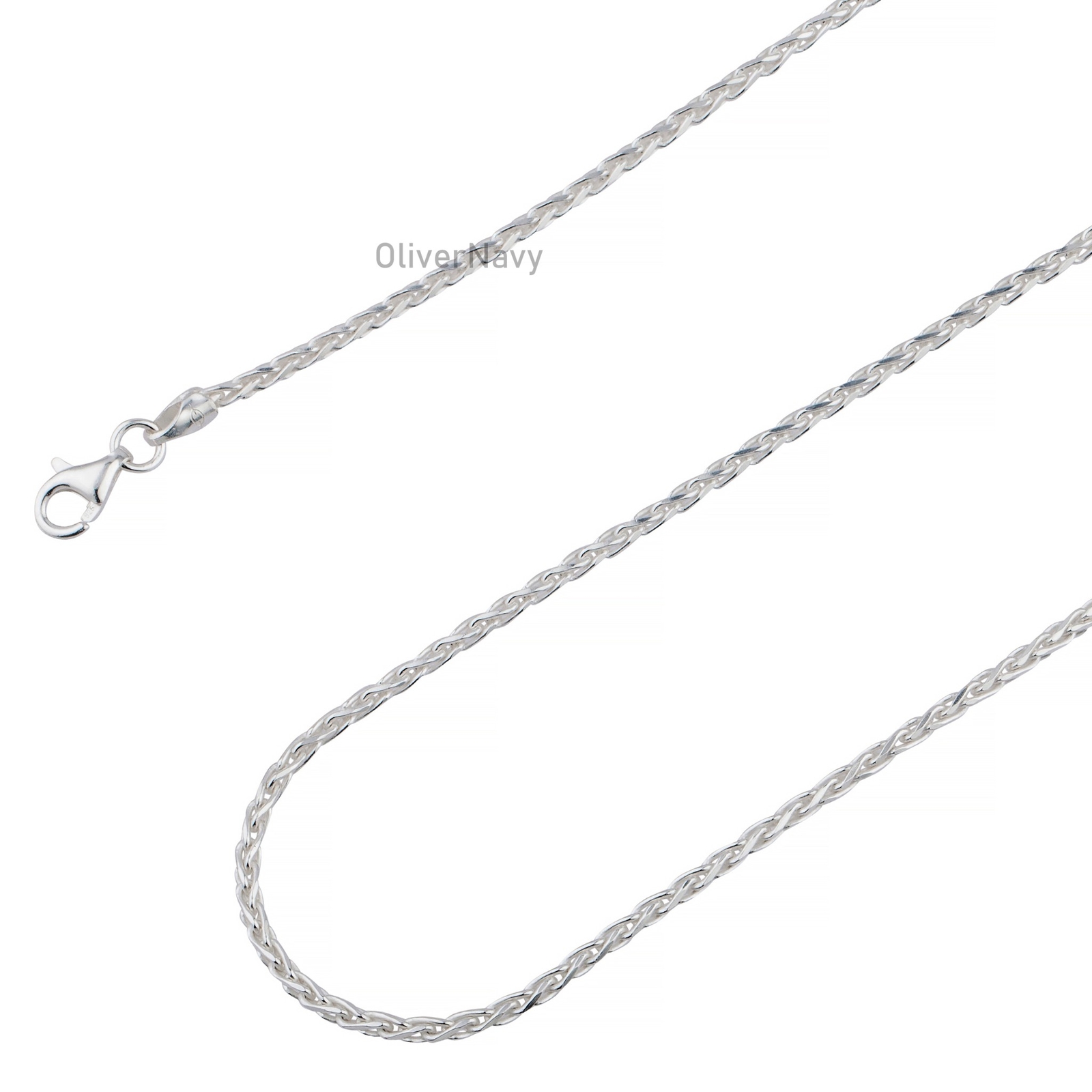 925 Sterling Silver 2mm Spiga Wheat Chain Necklace -Italy 16″-30″