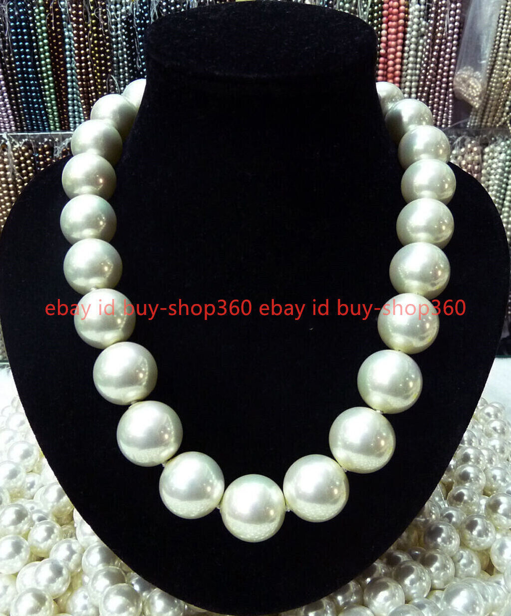 Huge 16mm White South Sea Shell Pearl Beads Necklace is Shell Pearl Not Pearl