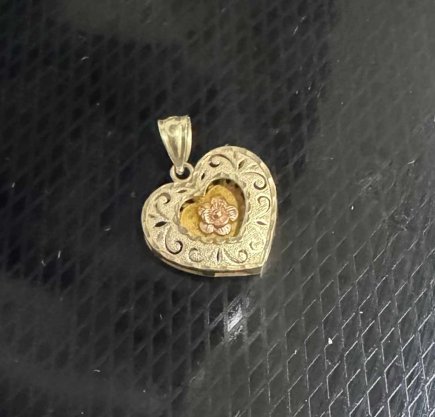 Vintage Rose Heart 10k Gold Pendant