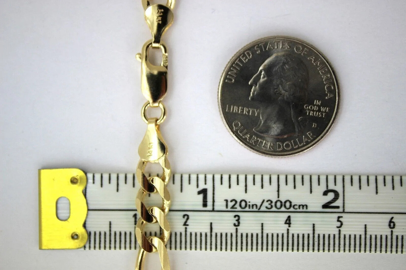 Authentic 14K Solid Gold Figaro Link Chain Men Women 7mm~8.5mm Necklace 7″~30″