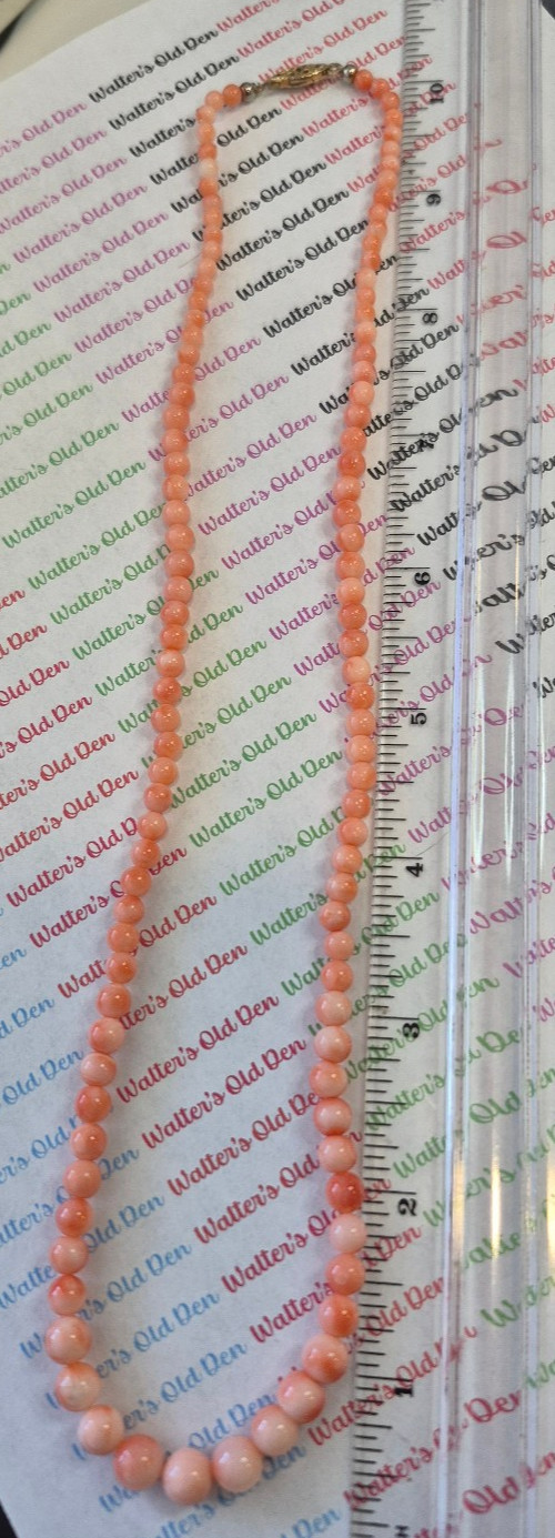 Hawaiian Pink Coral Necklace, 21″, Angel-Skin Color, From Maui In Mid-1980s