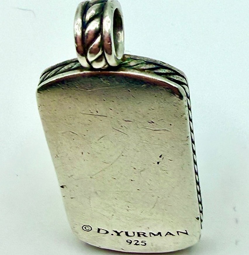 David Yurman sterling silver amulet with beautiful Blue Pietersite stone