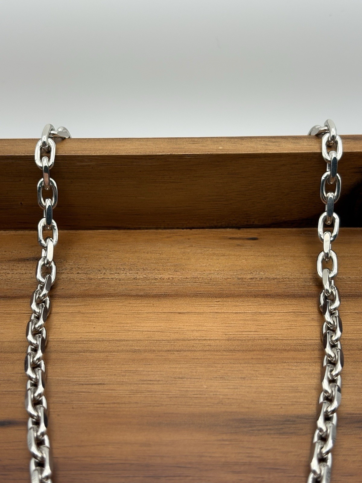 18 INCH STERLING SILVER CABLE ANCHOR LINK CHAIN NECKLACE 6MM 48.8G RHODIUM 925