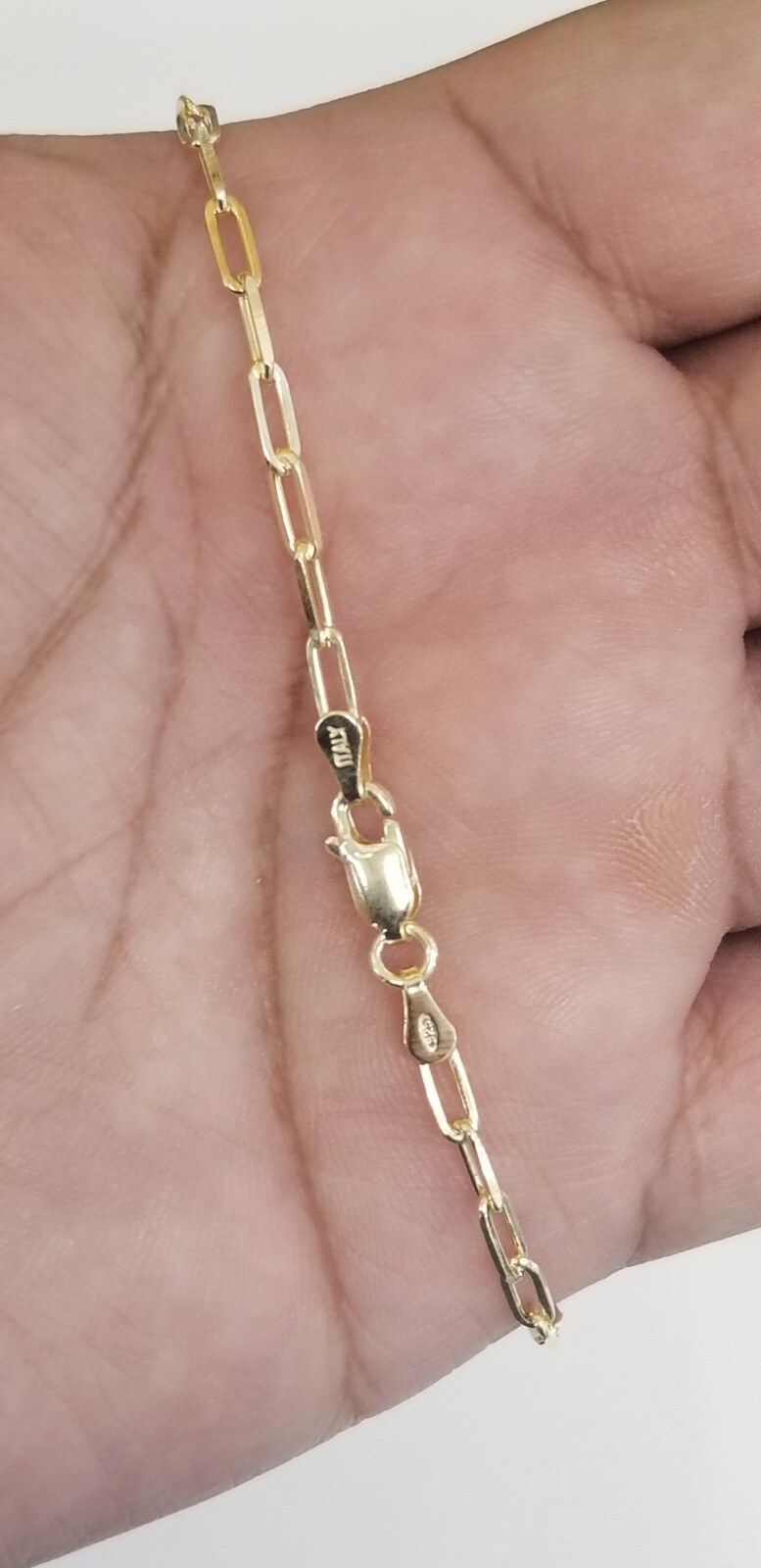 14k Yellow Gold Plated 925 Sterling Silver Paper Clip Chain 3.8mm Made in Italy