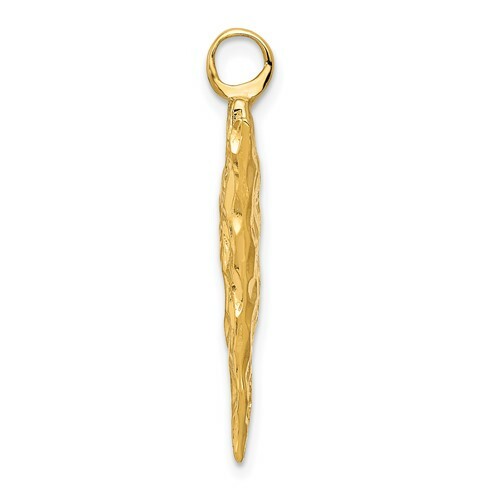 14K YELLOW GOLD TEXTURED ARROW HEAD CHARM / PENDANT – 3.4 GRAMS – 1.2″