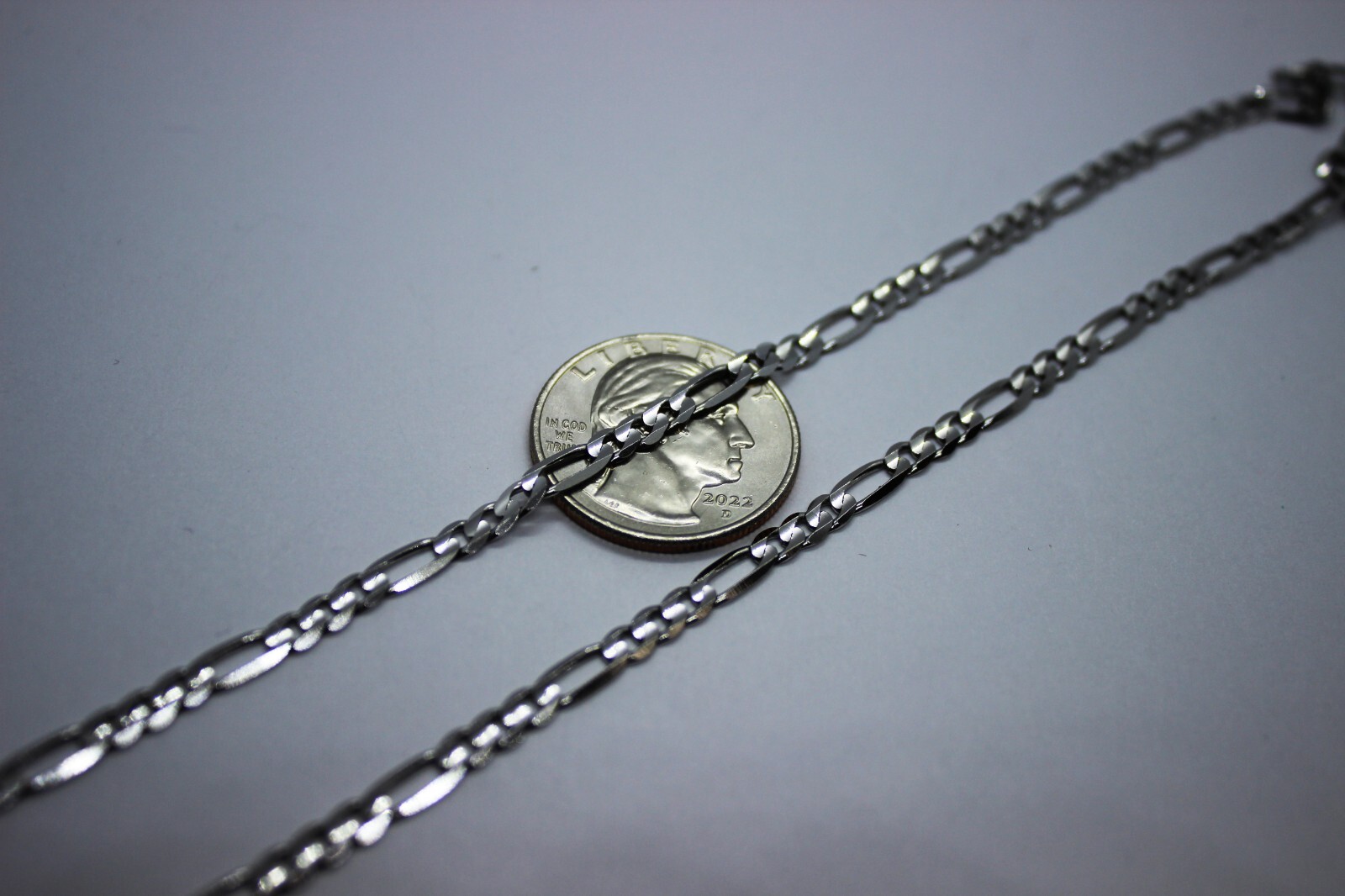 14k Solid White Gold Figaro Chain Necklace Bracelet 2.2mm – 6.2mm 7″ – 30″