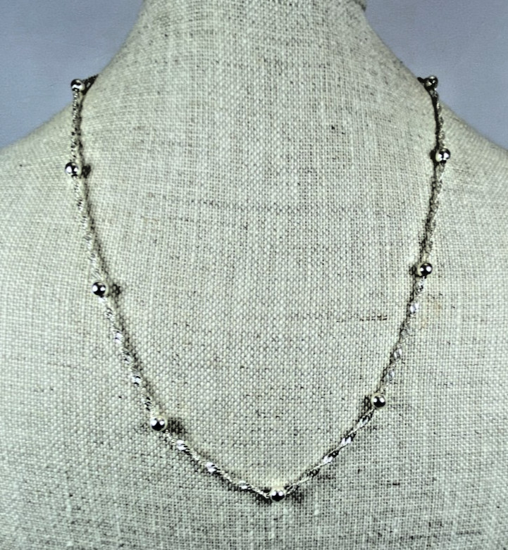 Sterling Silver FAS Italy Singapore Station Necklace 20″ Signed NOS 6.8g