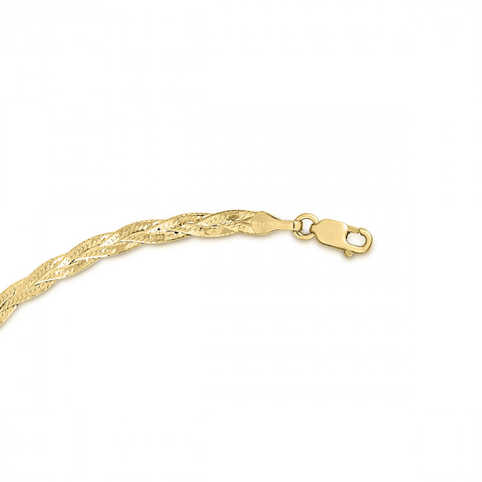 14k Yellow Gold 3.2 MM 16″ Braided Flexible HERRINGBONE Chain Necklace 3.4 Grams