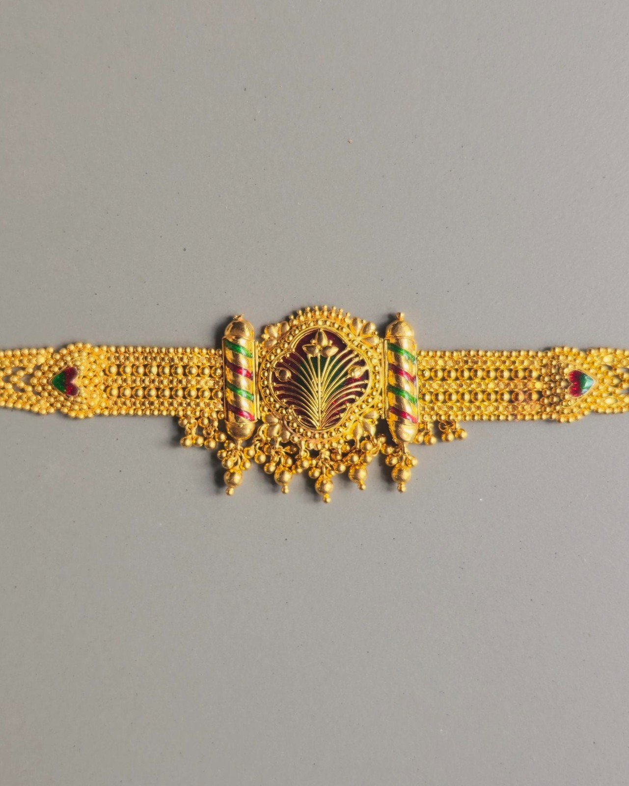 22k Solid Gold Choker Necklace – Handcrafted with Meenakari Design