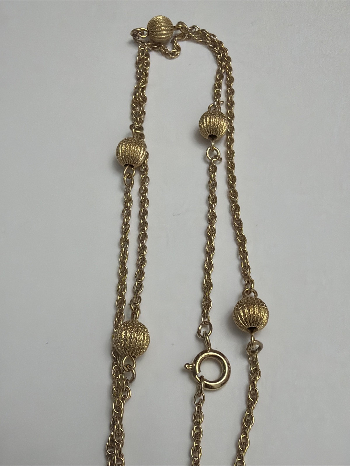 1/20 12k Gold-Filled Chain-Link Necklace w/ Round Ball Bead Accents 39” Long