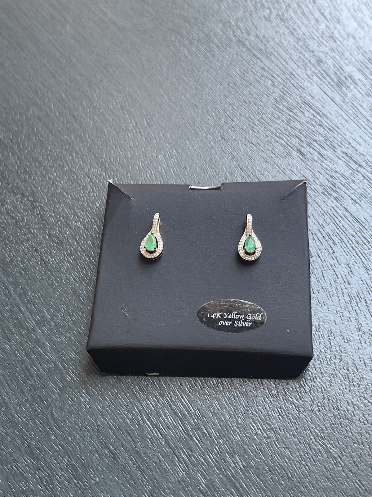 Macy’s Gemstone Diamond Green Emerald Earrings – 14K YG Plated – May Birthstone