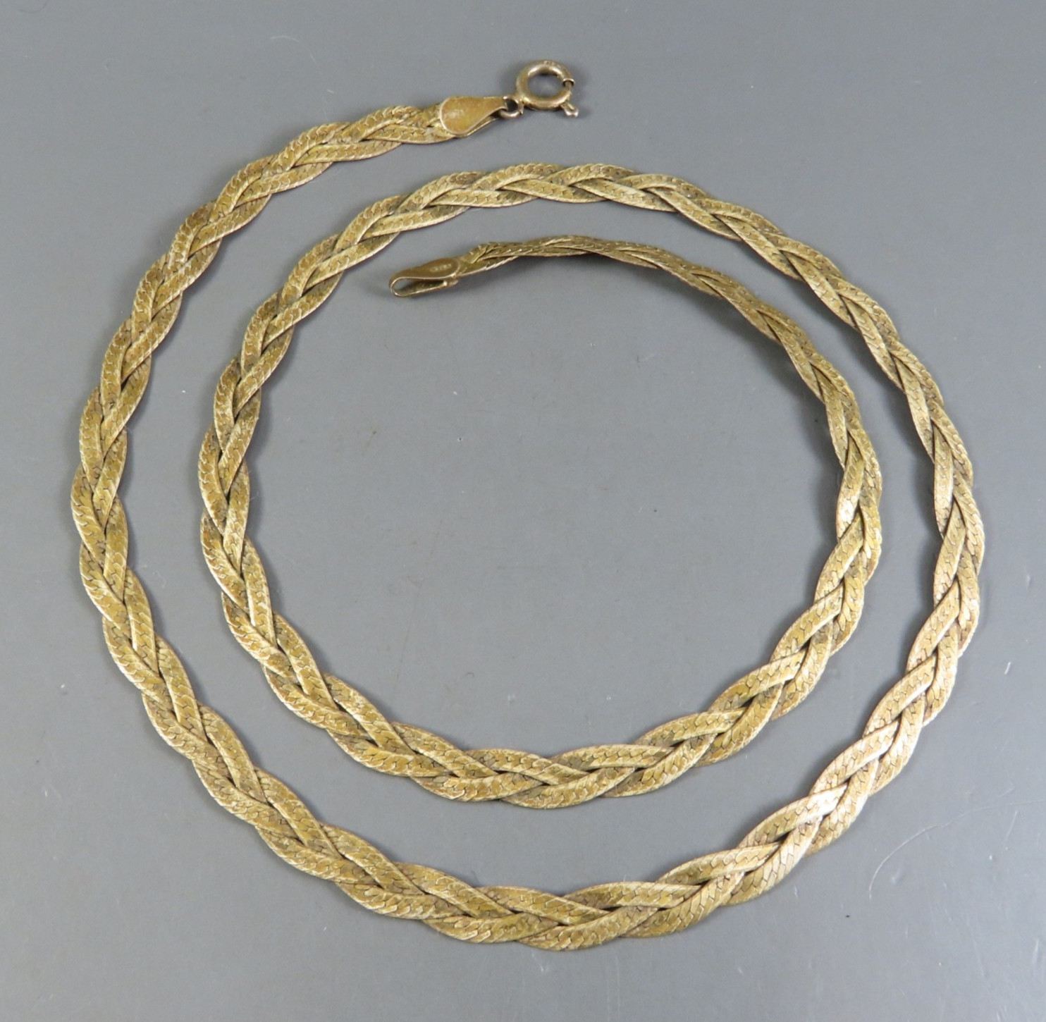 Vintage STERLING SILVER Gold Vermeil BRAIDED WOVEN CHAIN Necklace 20″x5mm