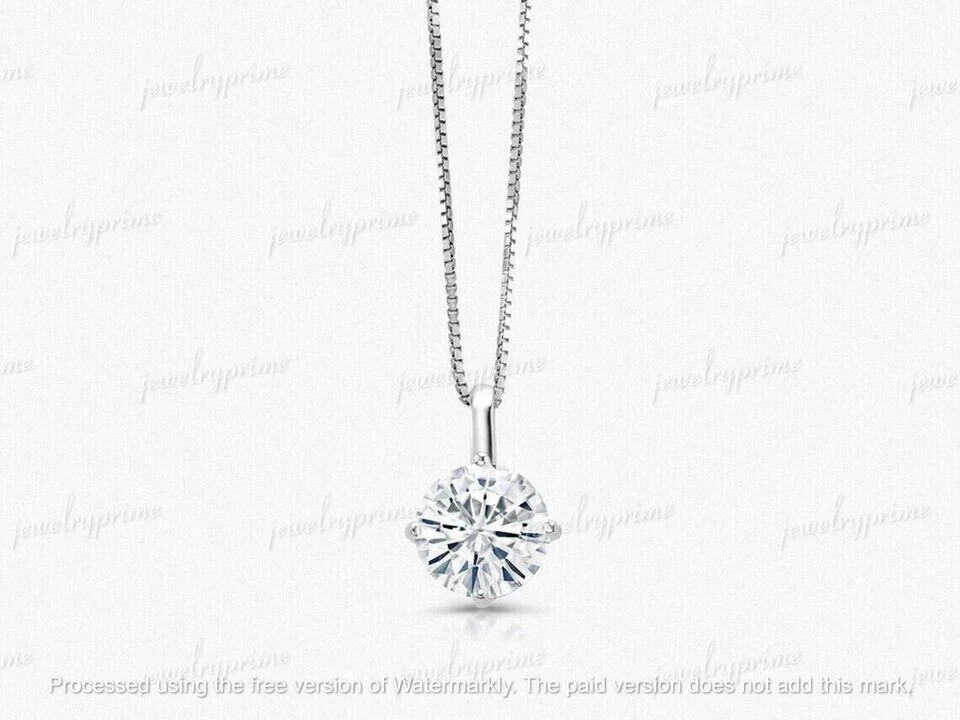 2.50 Ct Round Cut Lab Created Diamond Solitaire Pendant 14K White Gold Plated
