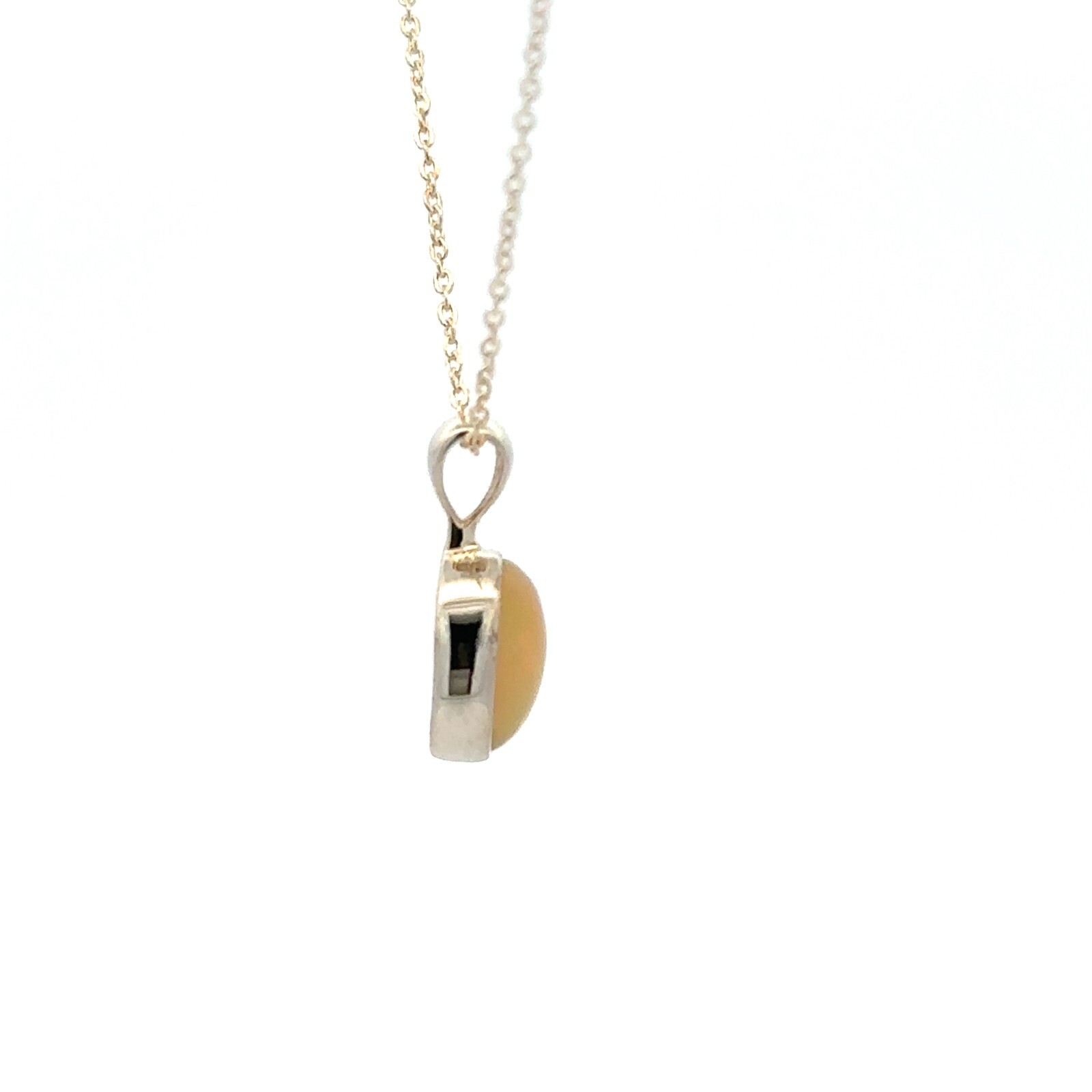 Sterling Silver Ethiopian Opal Necklace (1/4 x 1/2 Inch) With 16+2 Inch Chain