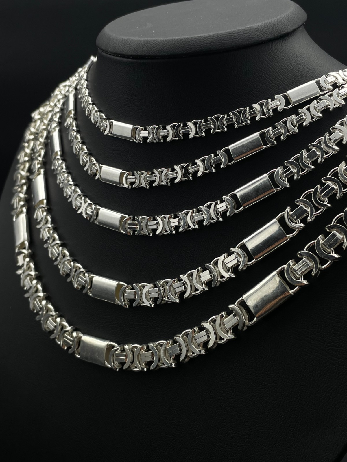 925 Sterling Silver Flat Euro Byzantine Chain Necklace&Bracelet Solid Bali King