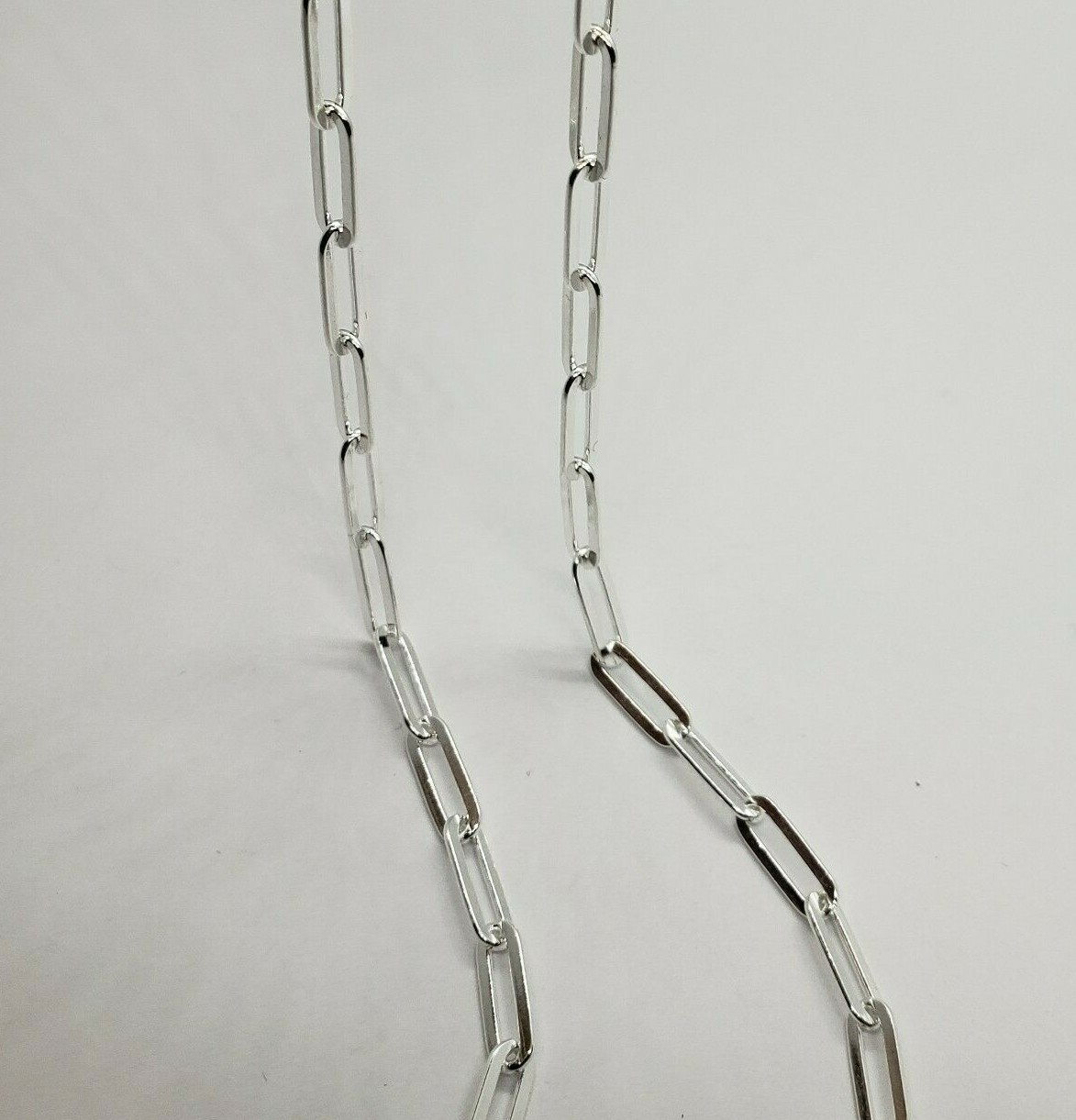 925 Sterling Silver Paperclip Chain Necklace Bracelet Italy 4mm Sizes 7-30 inch