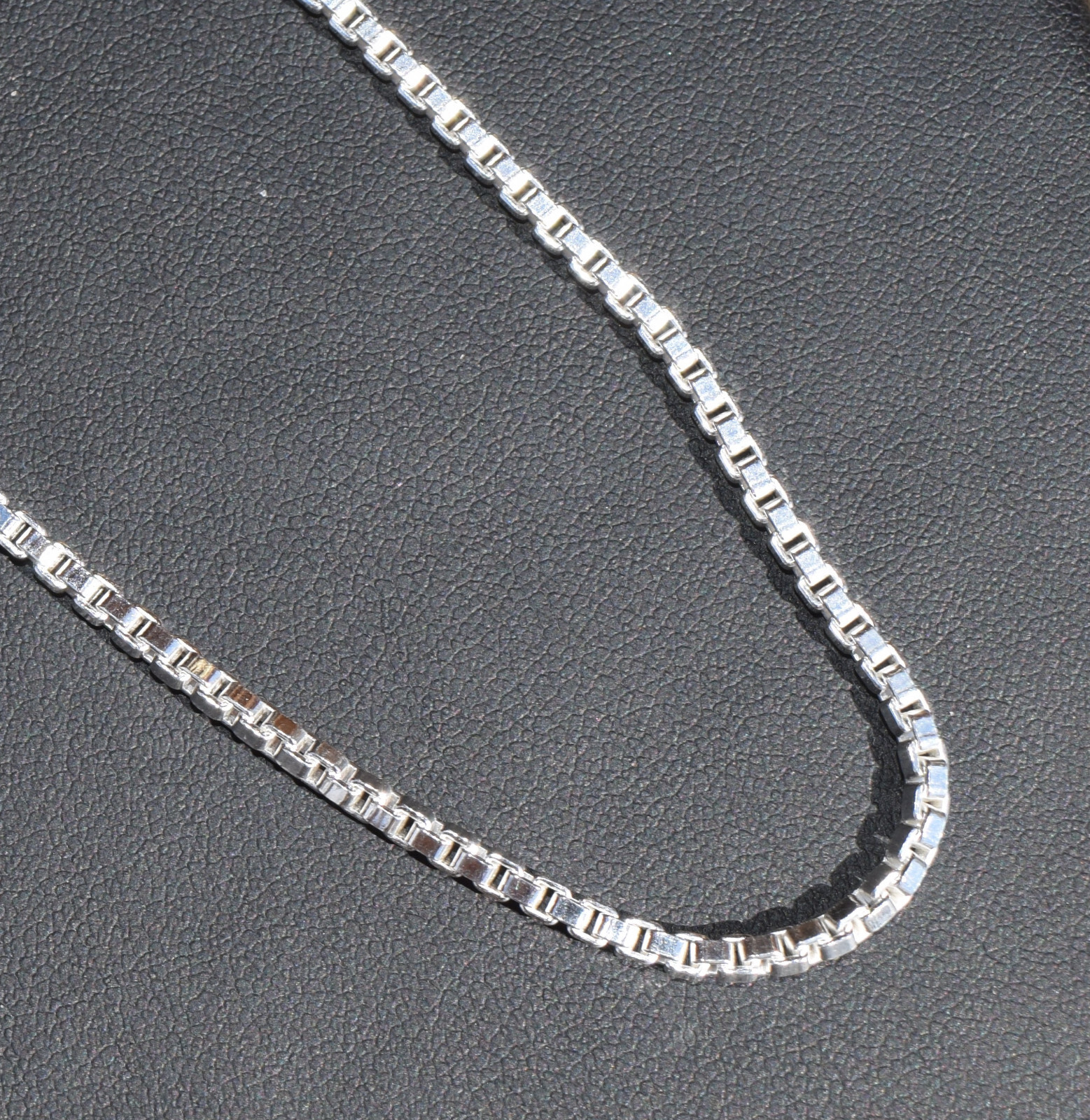 2.4mm Box Chain Italian 925 Sterling Silver Chain 16″ with Spring Ring Clasp