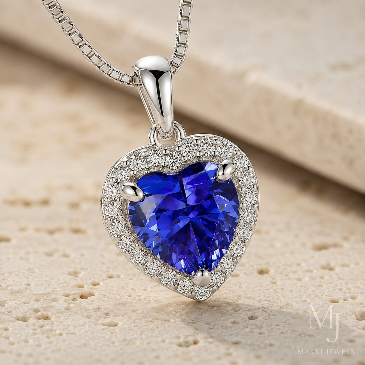 Heart Shape Tanzanite Solitaire Necklace for Women – Anniversary Jewelry Gift