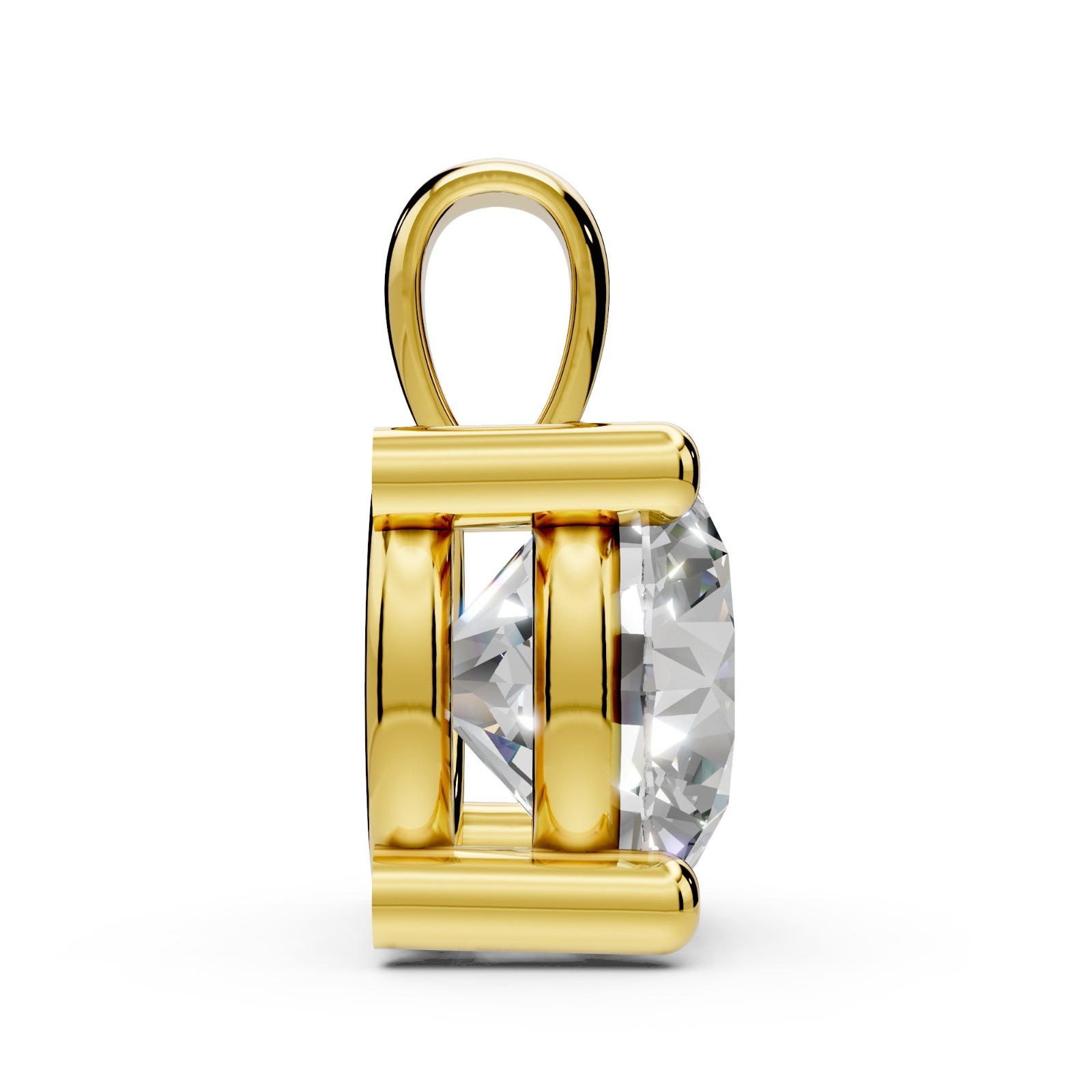 Lab Grown Diamond Solitaire Pendant Solid 14k Gold Round Diamond Necklace