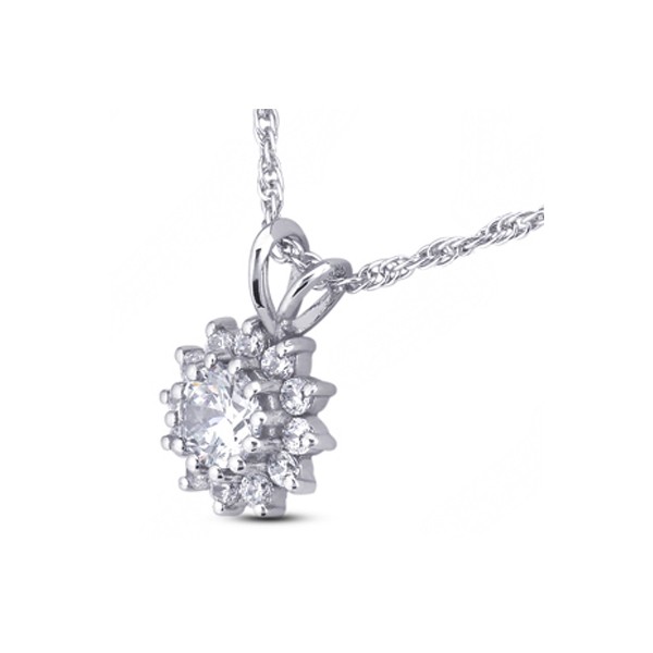 1.18ctw H/VS2 Round Cut Natural Certified Diamonds White Gold Pendant + Chain