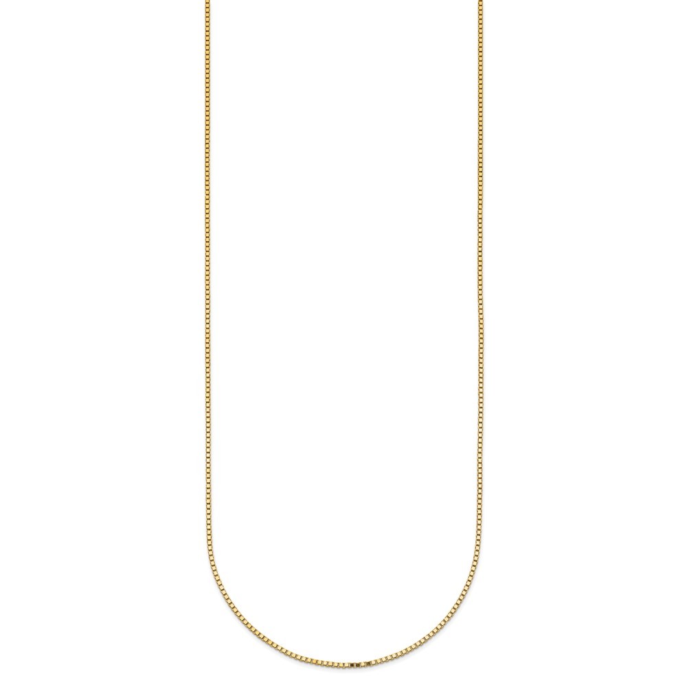 18K Yellow Gold Polished 0.9mm Solid Box Chain Necklace 20″