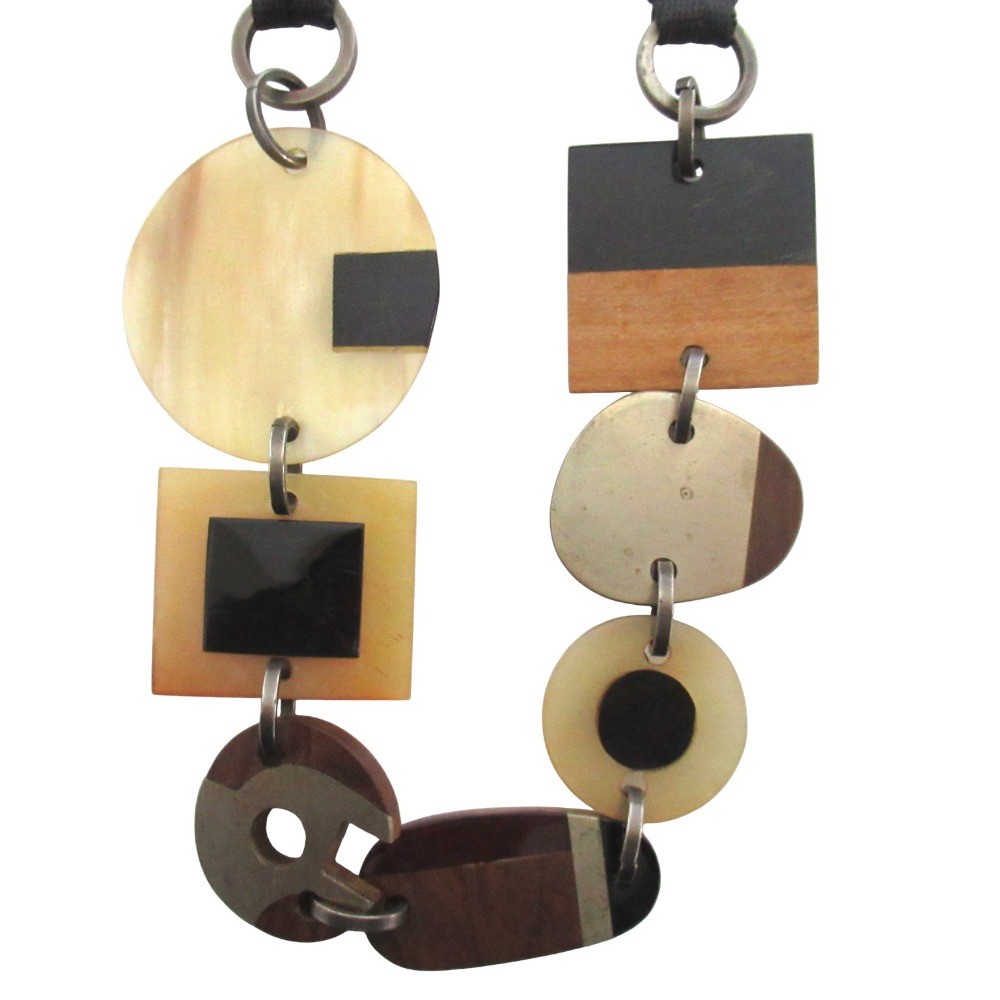 MARNI Plastic Wood Necklace, Beige Women USED