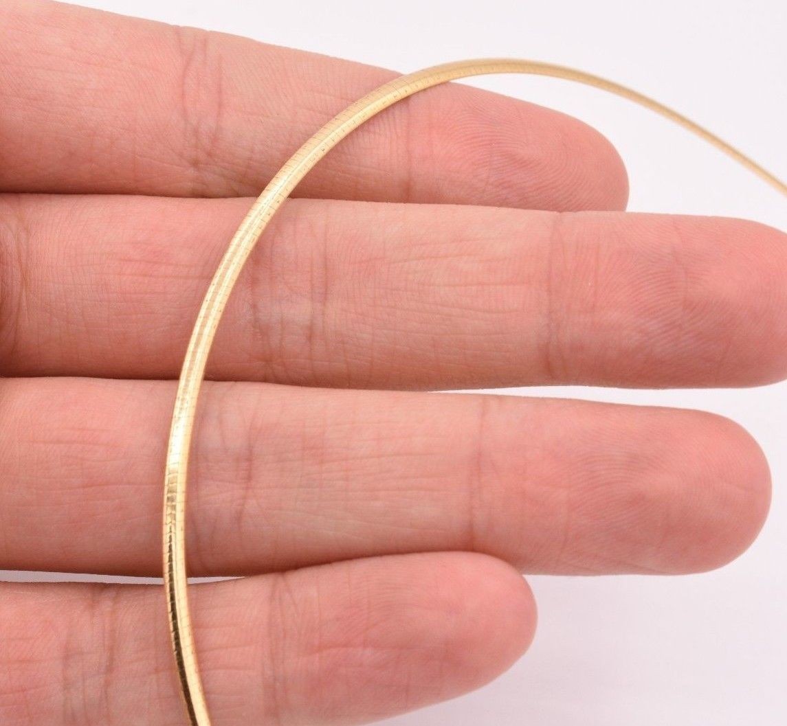 2.5mm Italian Reversible Omega Chain Necklace 14K Yellow Gold-Plated Silver 925