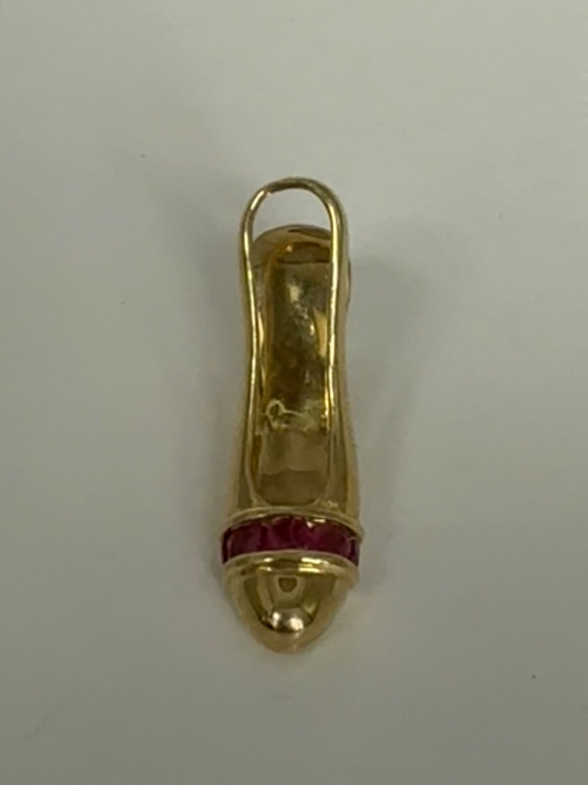 10K 5 Ruby & Diamond High Heel Slingback Pendant/Slide 2.4 g