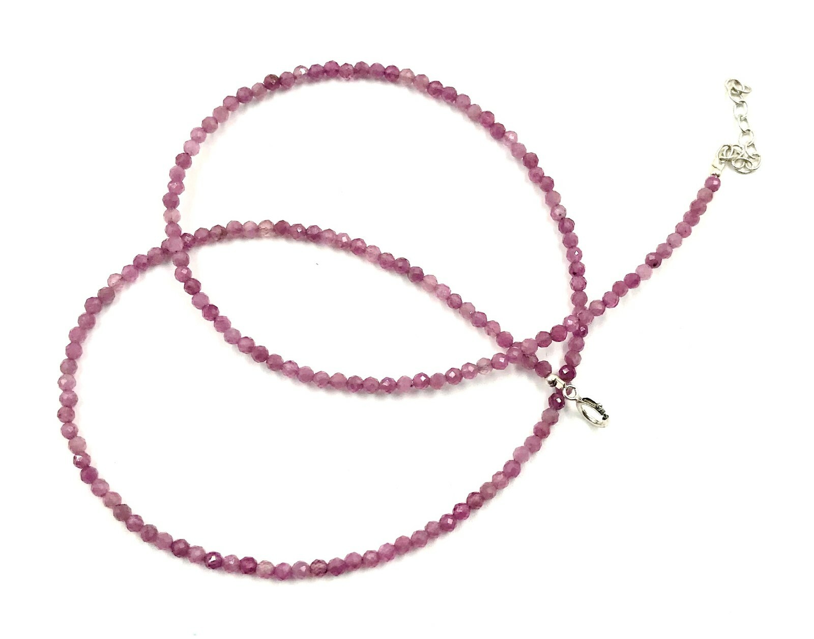 Genuine Pink Tourmaline Beads Silver Necklace Jewelry Women Handmade USA SELLER