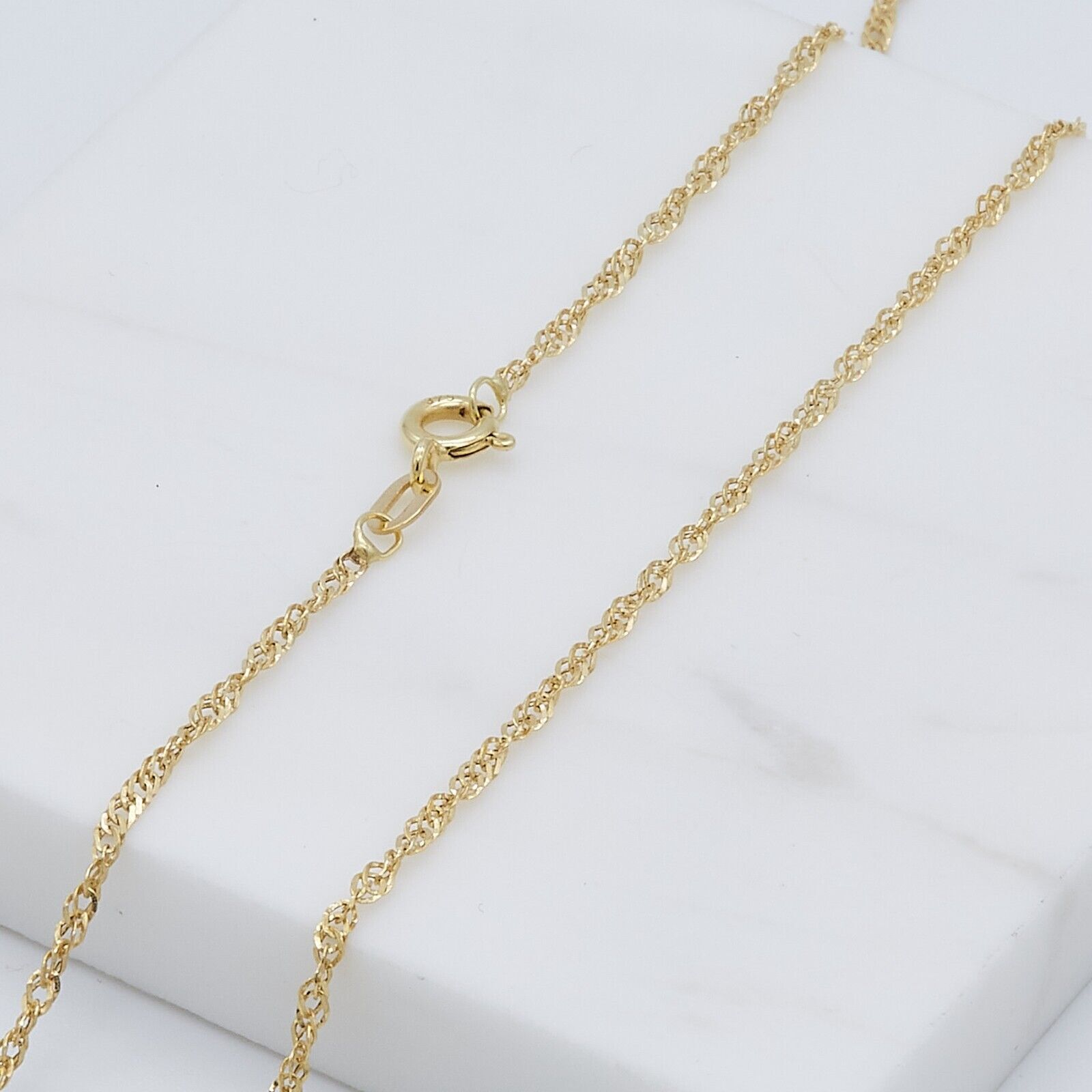 18ct Yellow Gold on Silver 2mm Singapore Chain Necklace 16 18 20 22 24 inch