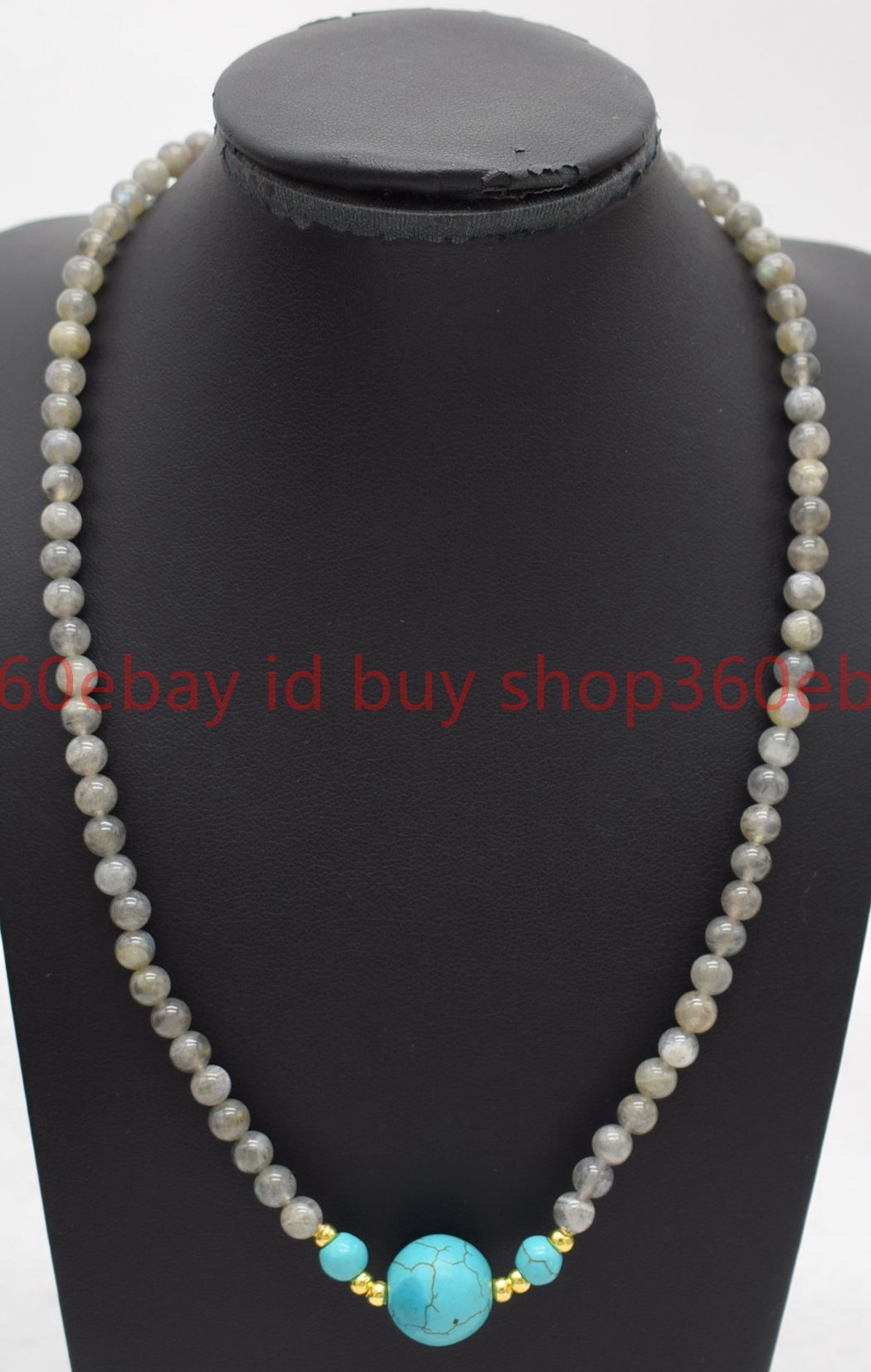 Natural 4mm Gray Labradorite Round Gemstone Bead Blue Turquoise Necklace 16-28in
